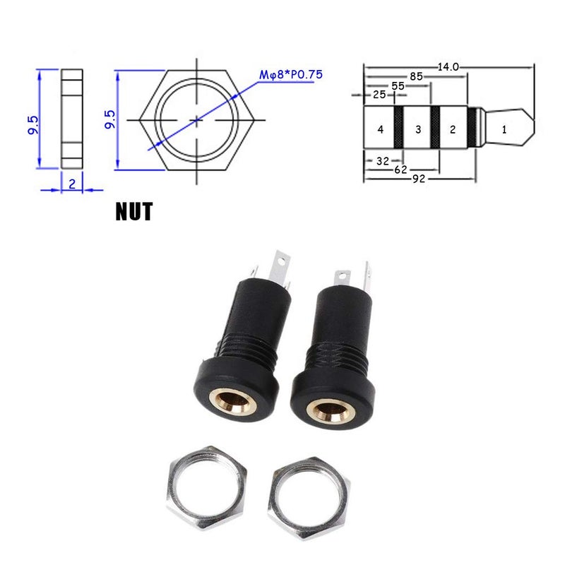 Ximimark 4pcs 3.5mm Audio Video Connector with Nut - Black - Image 4